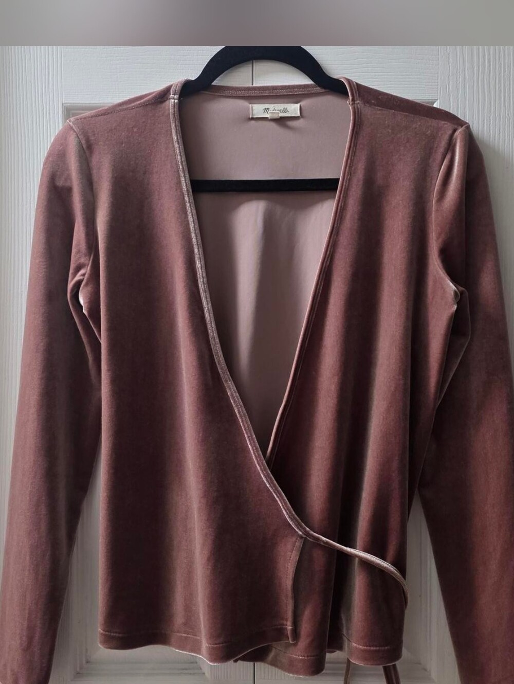 Madewell Velvet Wrap V-Neck Sweater